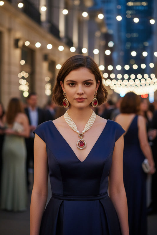 Emerald Radiance: Luxury Handmade Necklace & Earrings Set