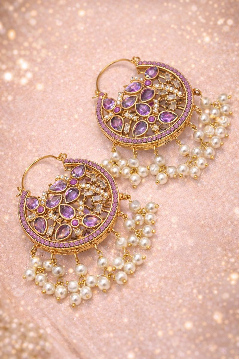 Elegant Multicolor Stone and Pearl Earrings