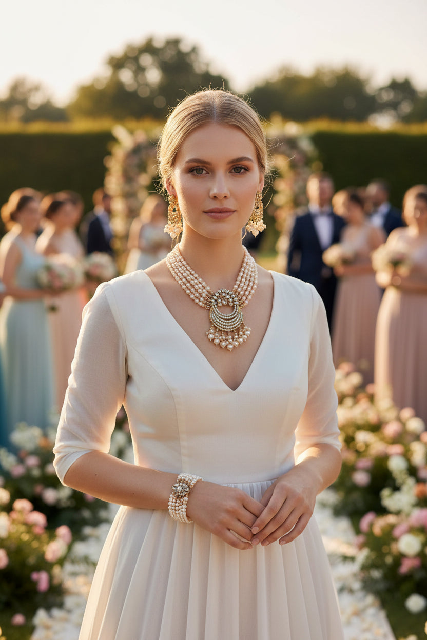 Verdant Grace: Handmade Gemstone & Pearl Jewelry Set