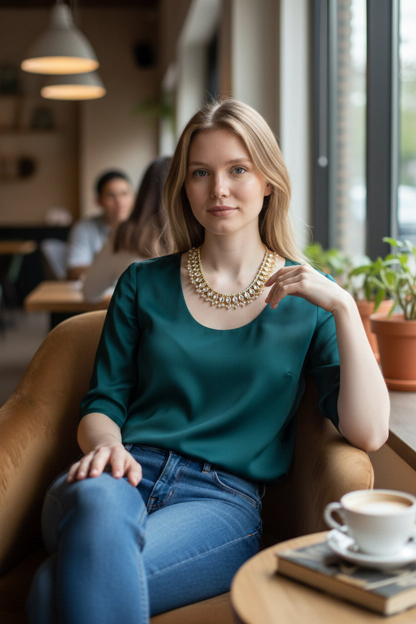 Pearl & Elegance: Handmade Jewelry Set with Stunning Stones