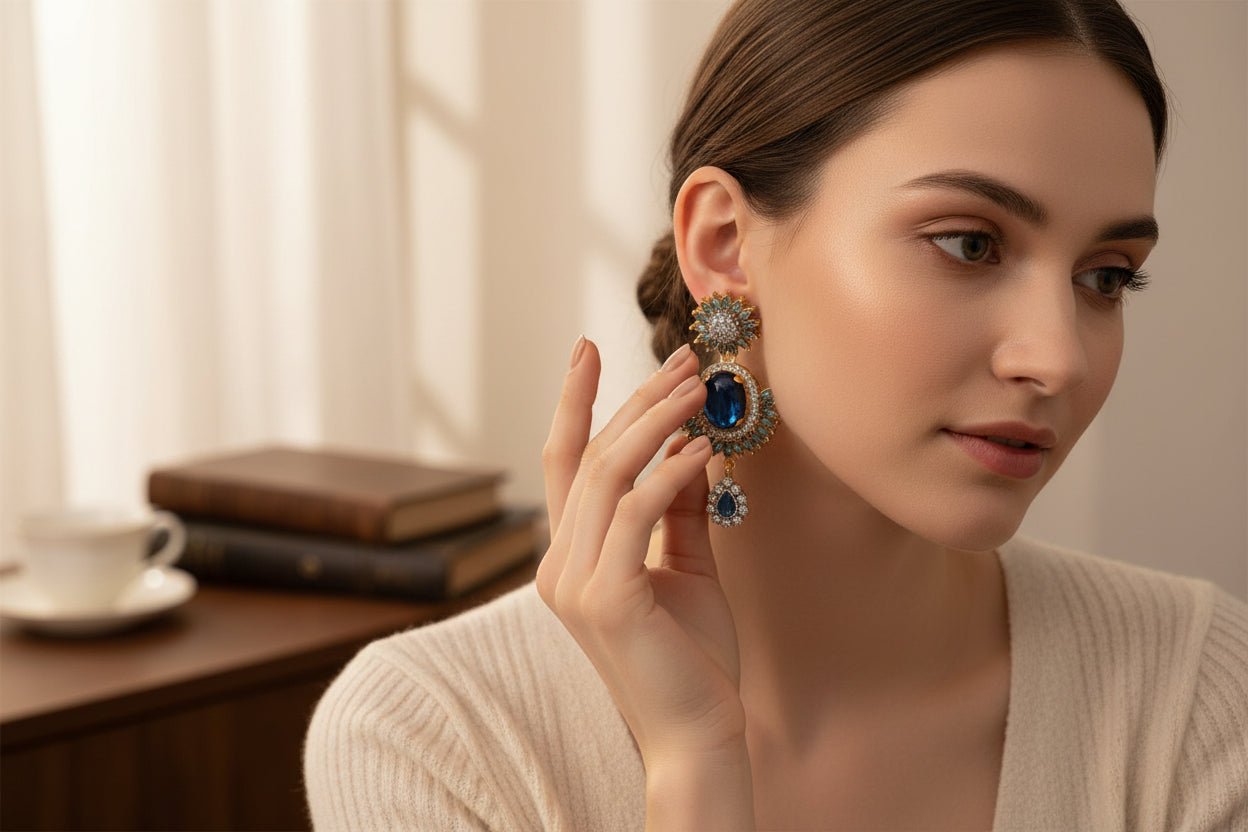 Golden Sunflower Elegance: Handmade Crystal Earrings