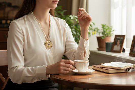 Golden Glamour: Elegant & Pearl Pendant Necklace