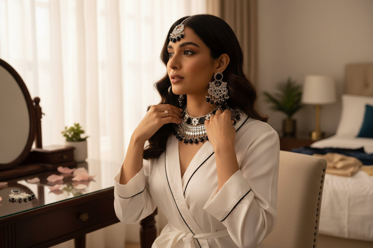 Mint Green Beauty: Handmade Gold-Plated Jewelry Set