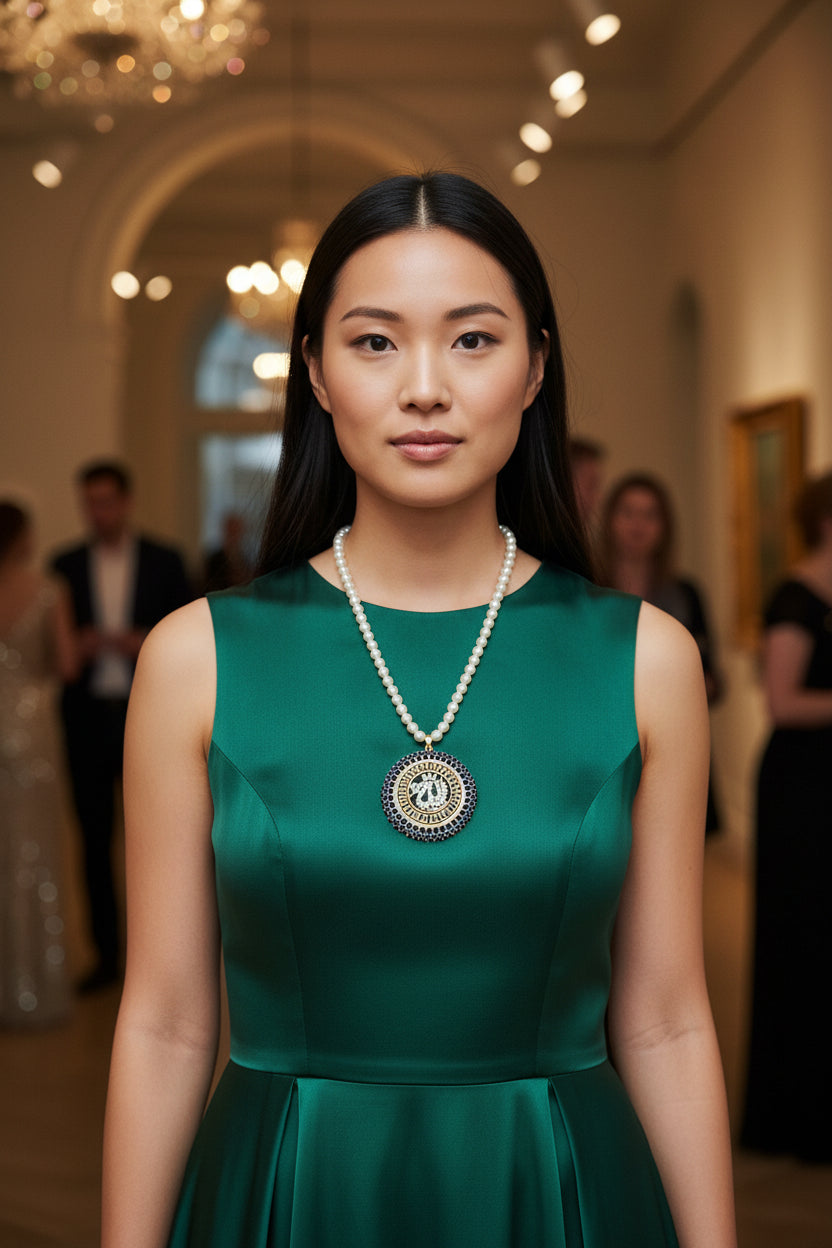 Golden Glamour: Elegant & Pearl Pendant Necklace