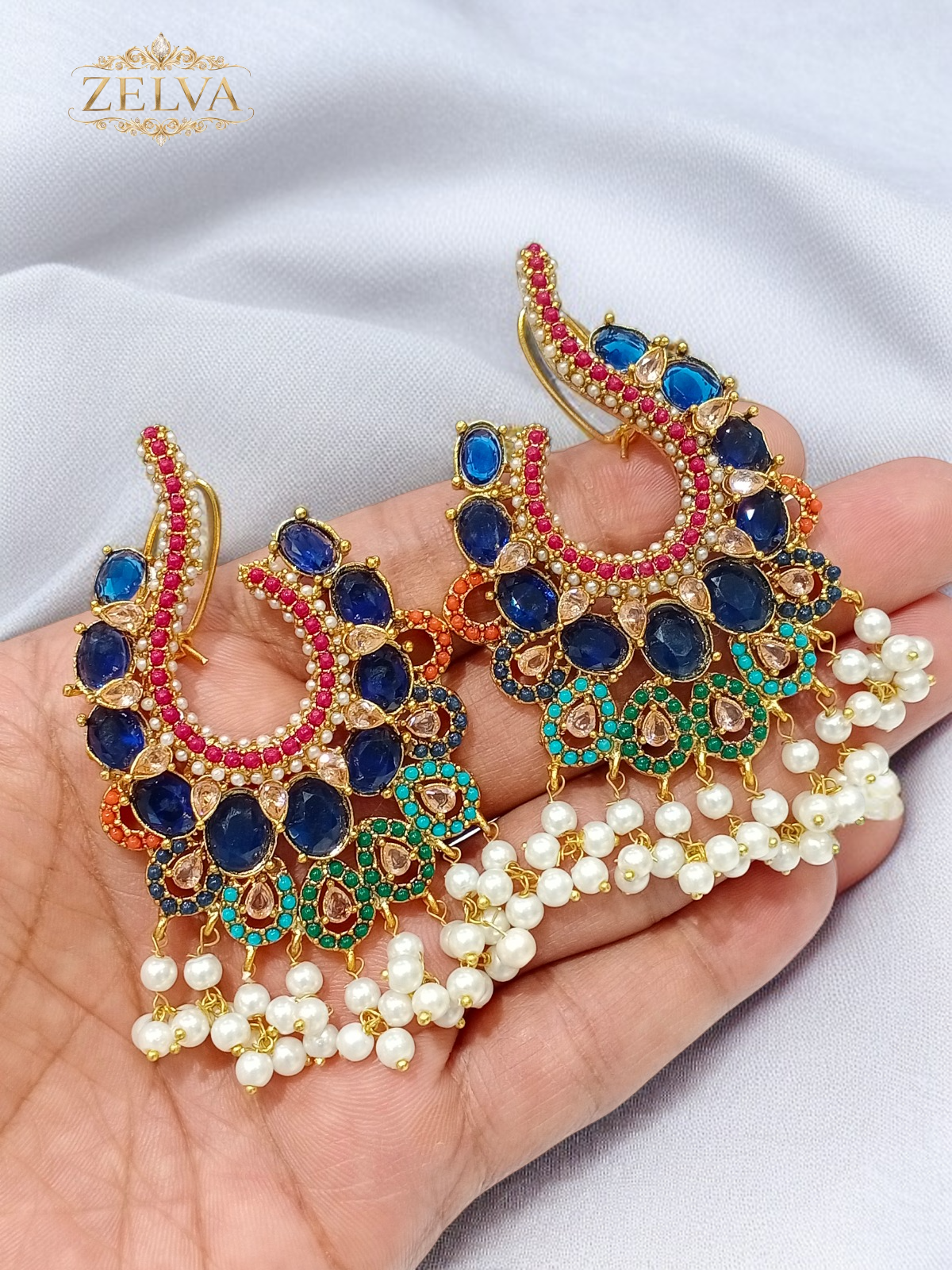 Glamorous Gold-Plated Earrings: Handmade with Vibrant Stones & Pearls