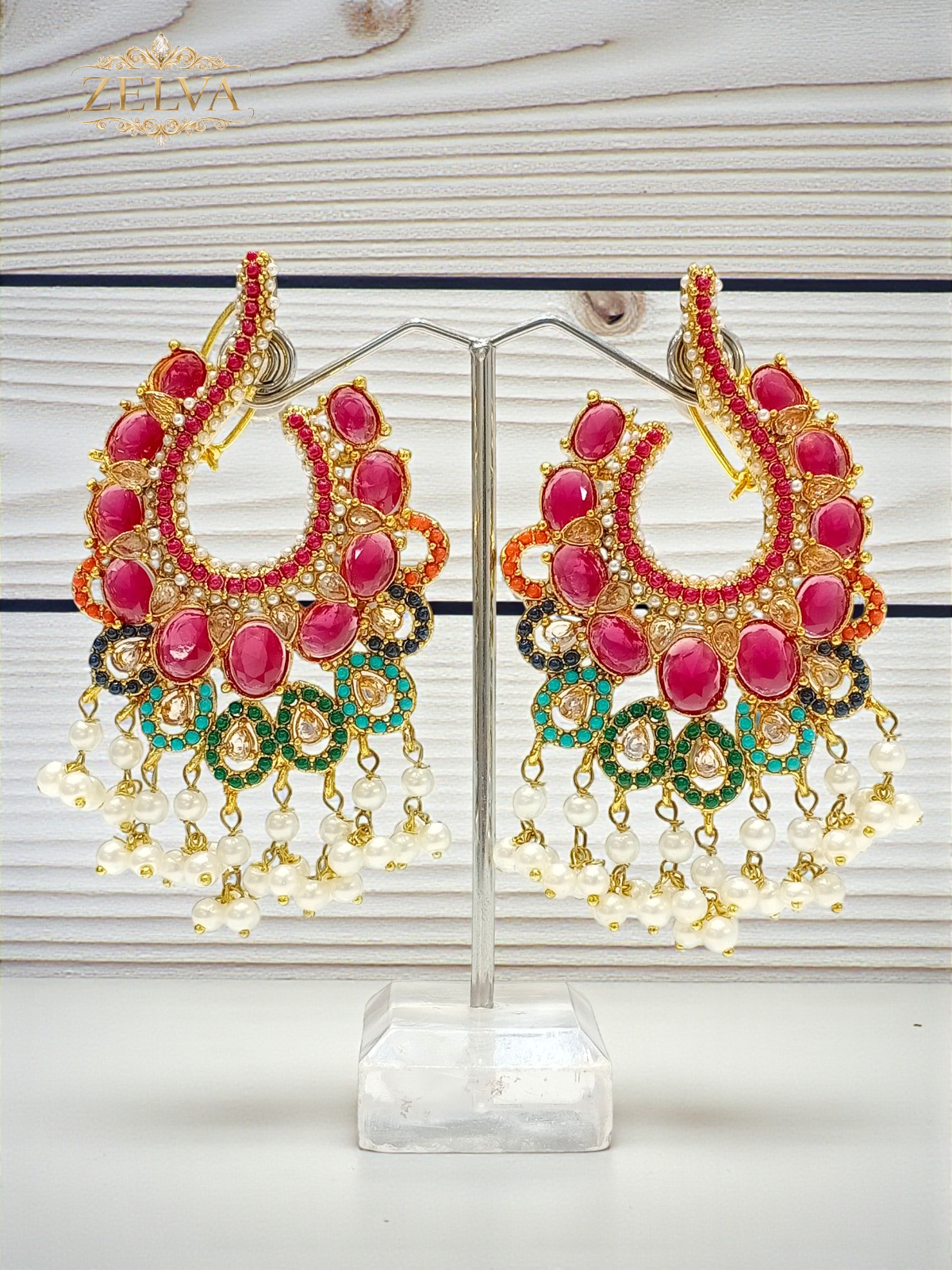 Glamorous Gold-Plated Earrings: Handmade with Vibrant Stones & Pearls