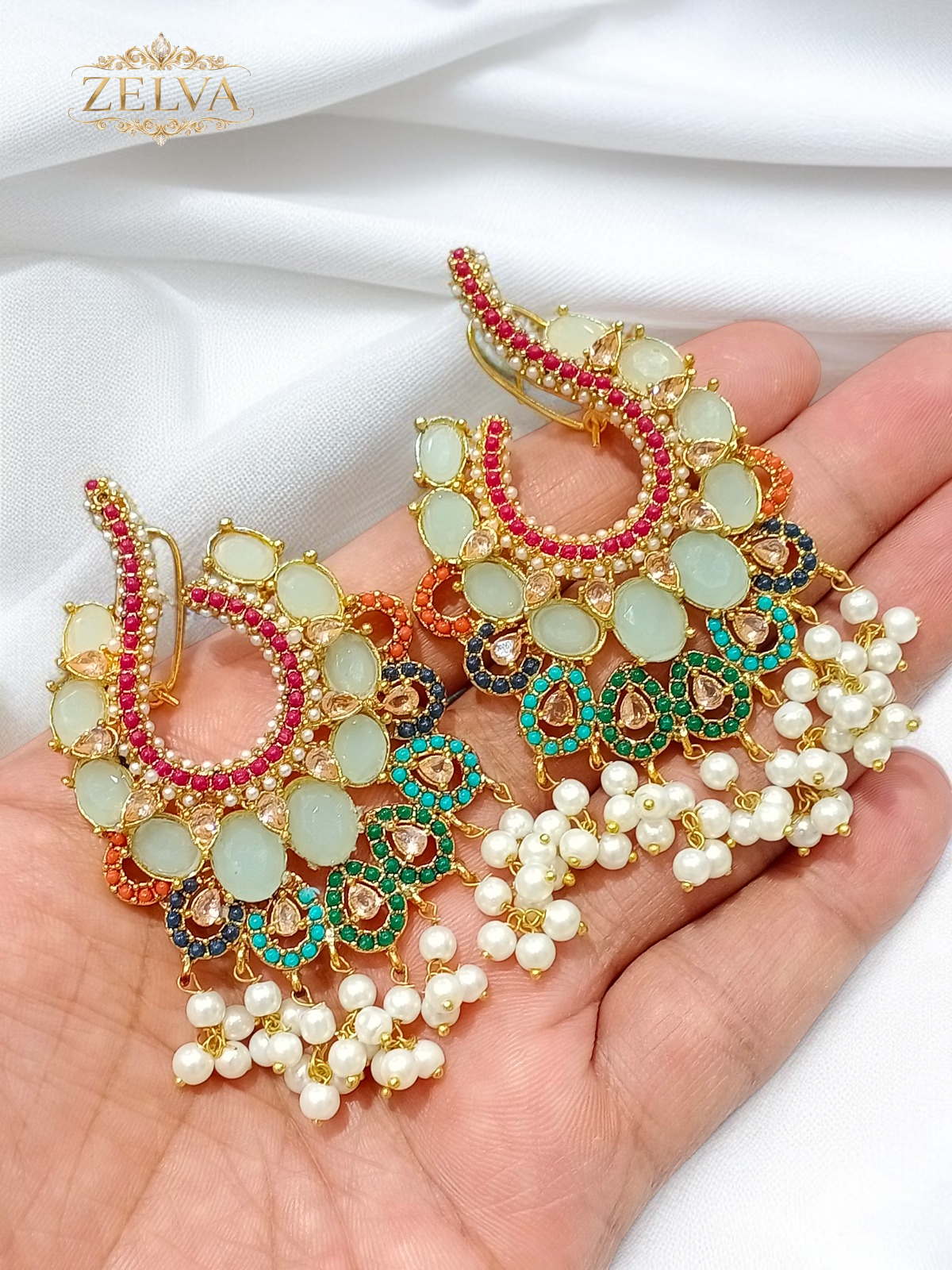 Glamorous Gold-Plated Earrings: Handmade with Vibrant Stones & Pearls