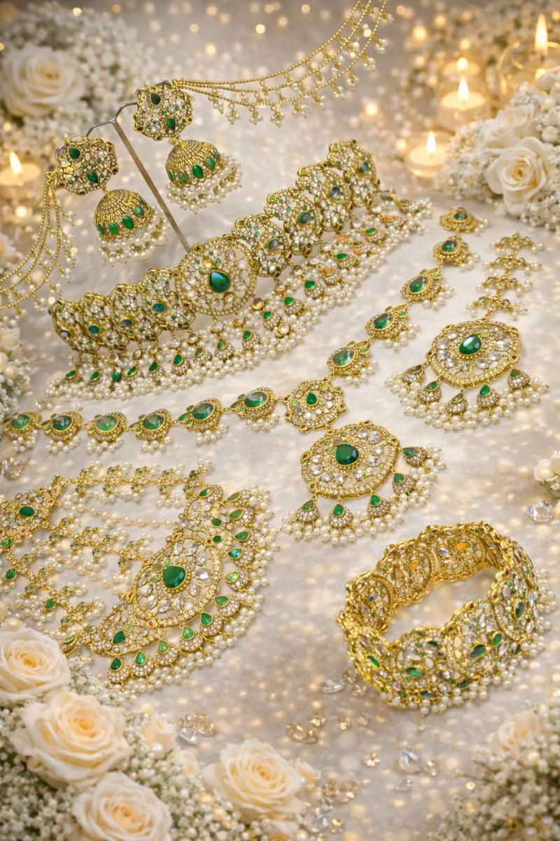 Royal Bridal Elegance Jewellery Set – Handmade Necklace, Earrings, Bracelets,