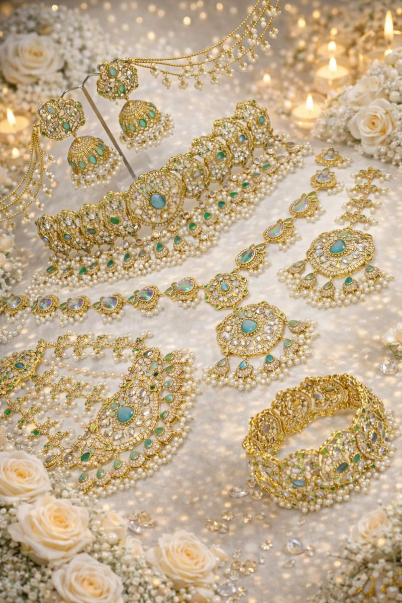 Royal Bridal Elegance Jewellery Set – Handmade Necklace, Earrings, Bracelets,