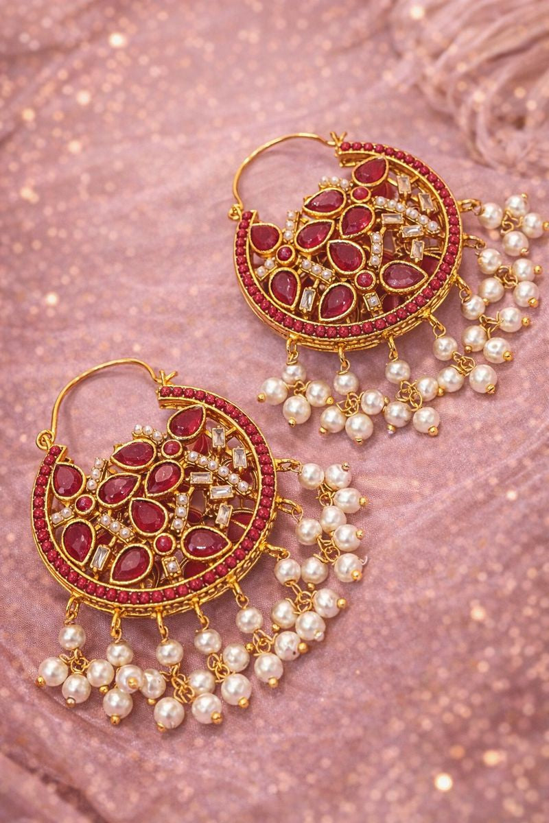 Elegant Multicolor Stone and Pearl Earrings