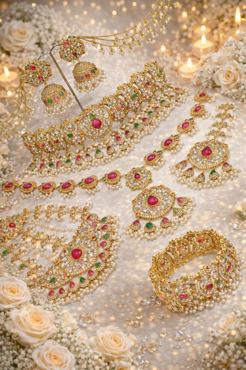 Royal Bridal Elegance Jewellery Set – Handmade Necklace, Earrings, Bracelets,