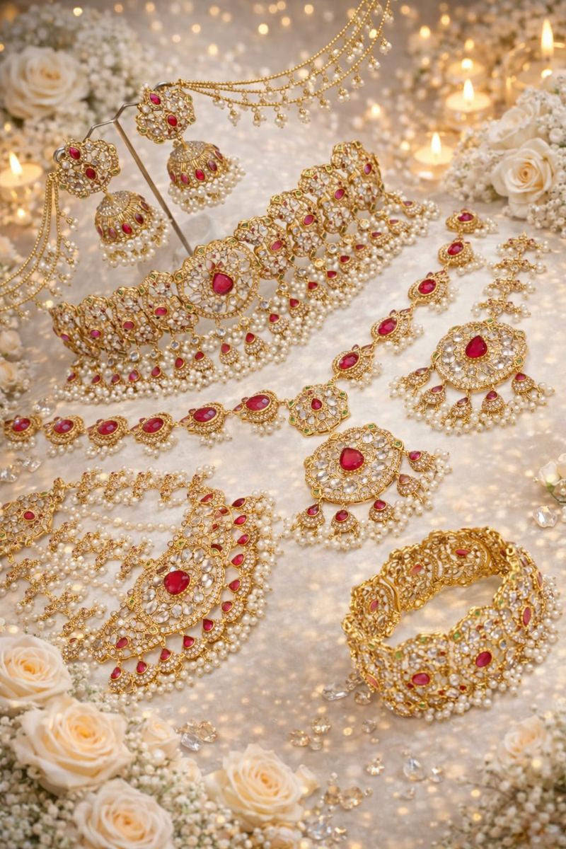Royal Bridal Elegance Jewellery Set – Handmade Necklace, Earrings, Bracelets,