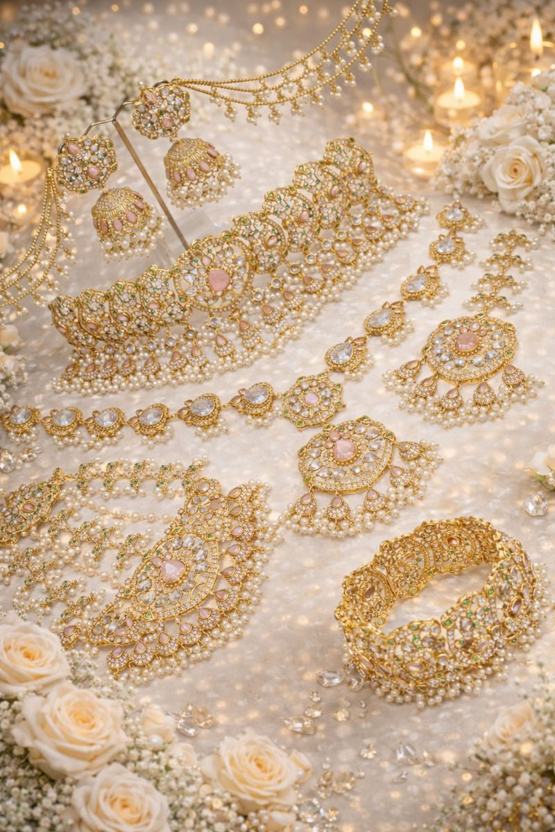 Royal Bridal Elegance Jewellery Set – Handmade Necklace, Earrings, Bracelets,