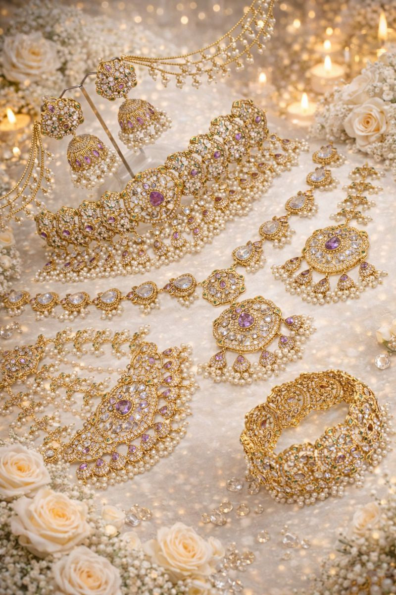 Royal Bridal Elegance Jewellery Set – Handmade Necklace, Earrings, Bracelets,