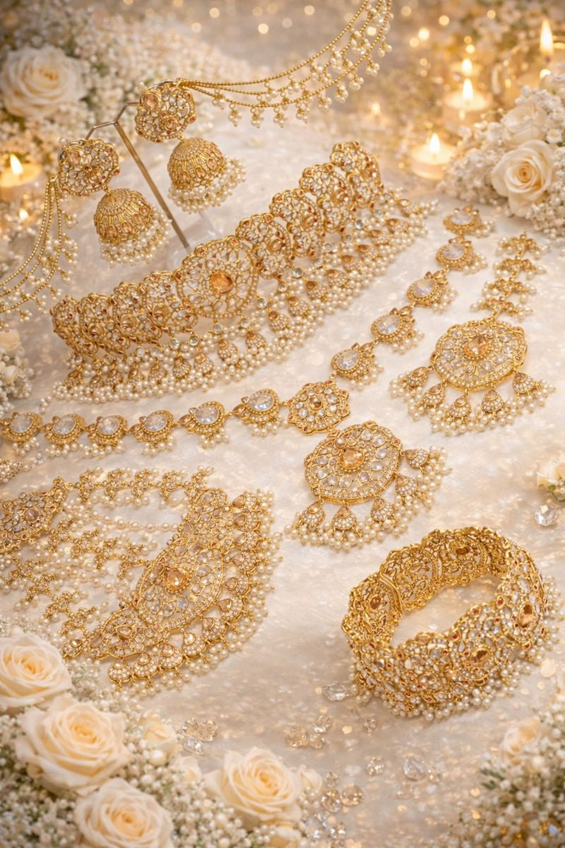 Royal Bridal Elegance Jewellery Set – Handmade Necklace, Earrings, Bracelets,