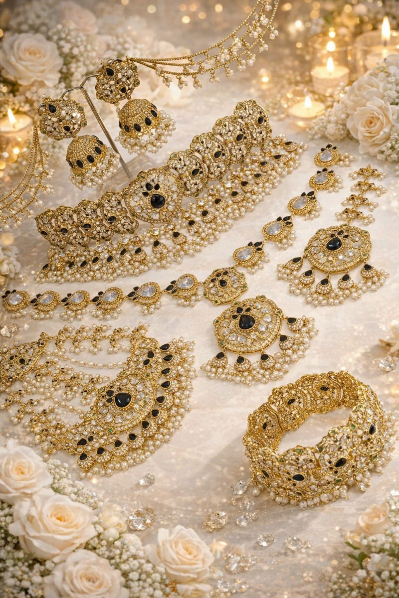 Royal Bridal Elegance Jewellery Set – Handmade Necklace, Earrings, Bracelets,