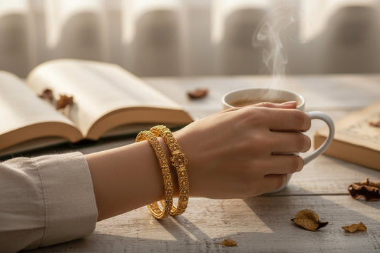 Timeless Elegance: Gold-Plated Floral Design Bangles Set