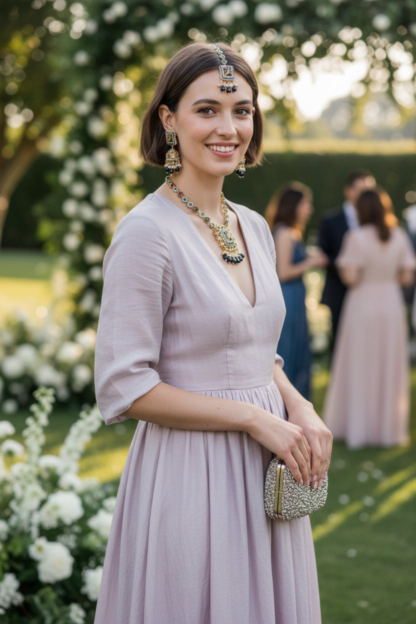 Peacock Elegance: Handmade Colorful Necklace & Earrings Set