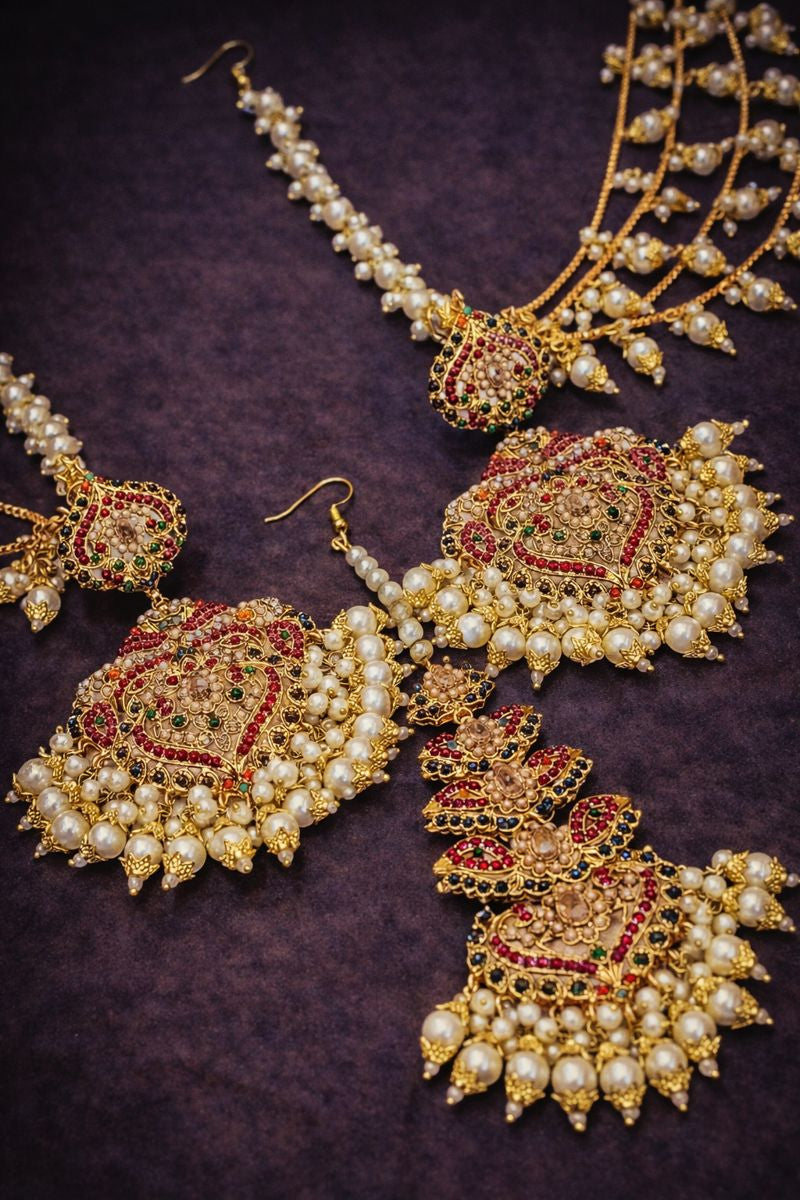 Royal Radiance: Pearl & Gemstone  Jewelry Set