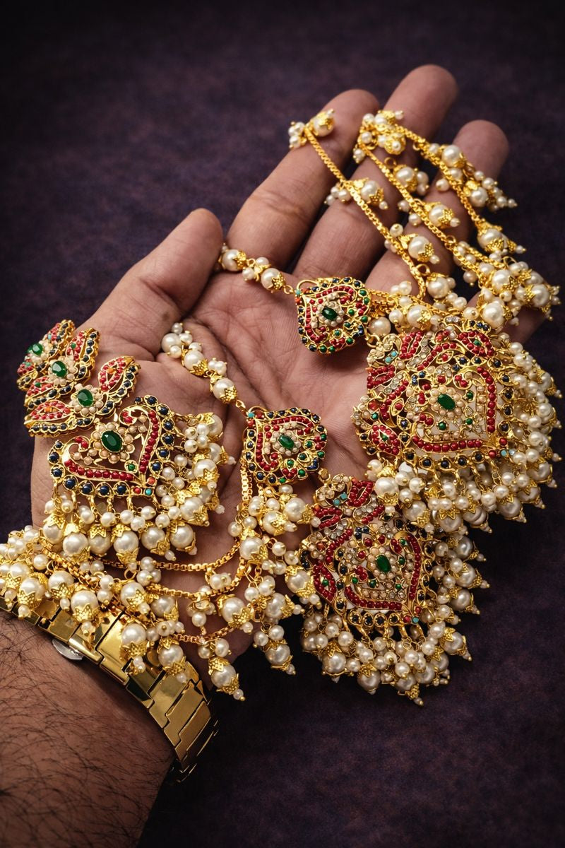 Royal Radiance: Pearl & Gemstone  Jewelry Set