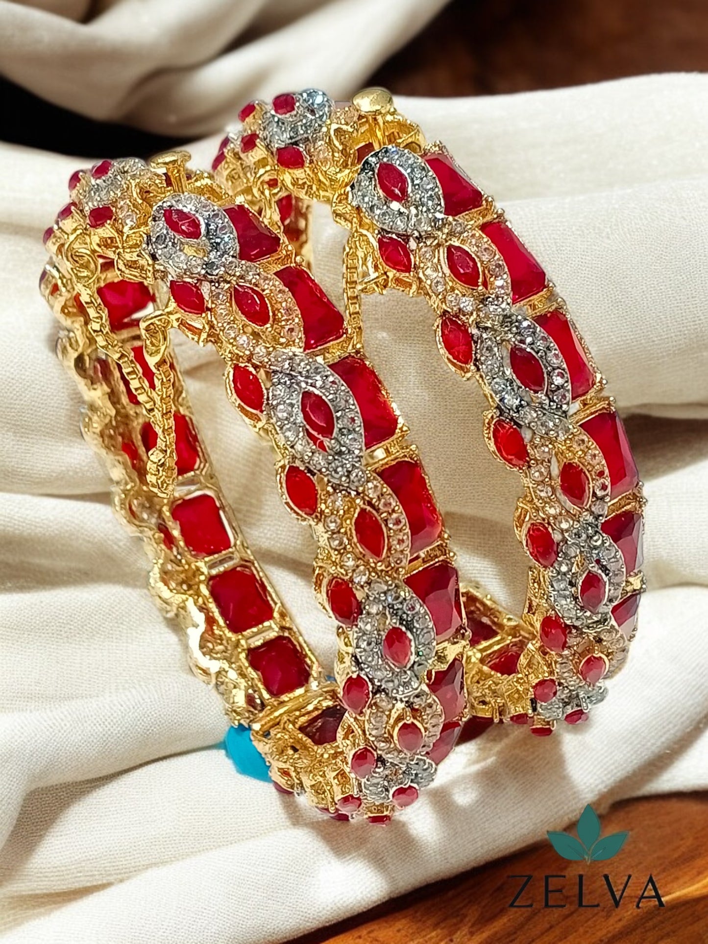 Golden Elegance: Handmade Mint Green Stone Bangle Set Zircon Set