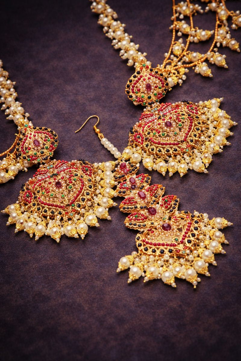 Royal Radiance: Pearl & Gemstone  Jewelry Set