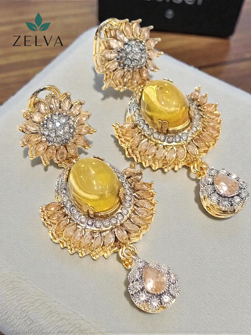 Golden Sunflower Elegance: Handmade Crystal Earrings