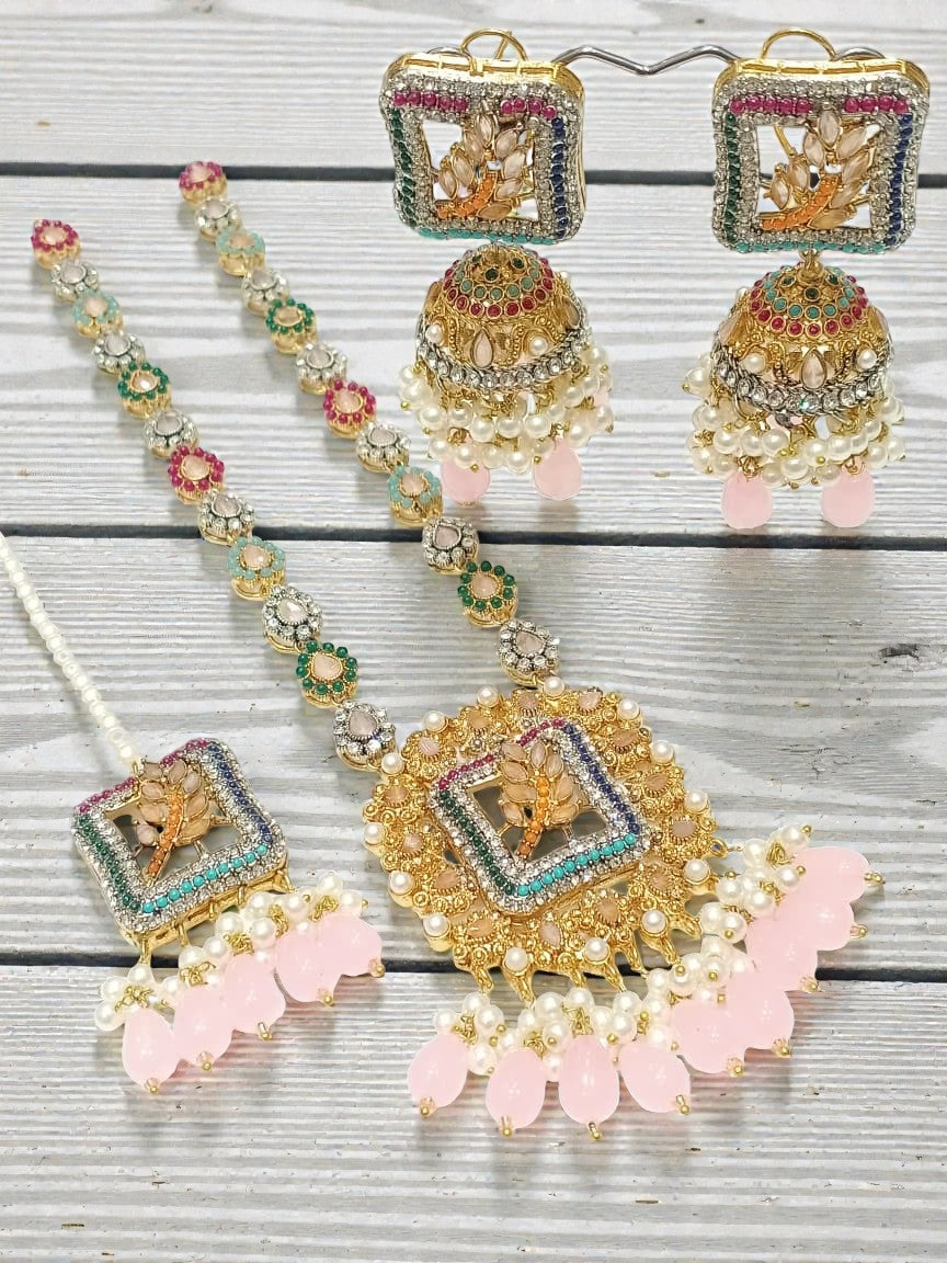 Peacock Elegance: Handmade Colorful Necklace & Earrings Set