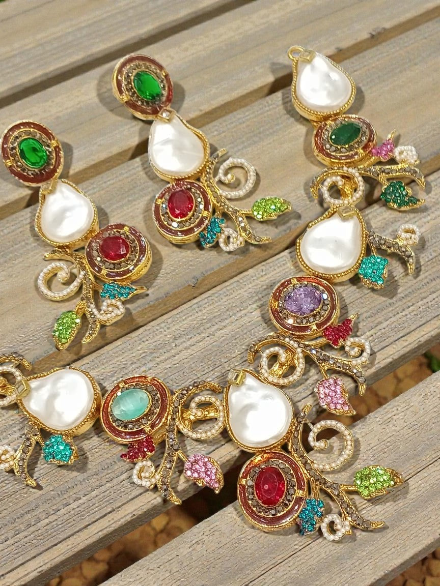 Elegant Blossom: Handmade Pearl & Emerald-Inspired Jewelry Collection