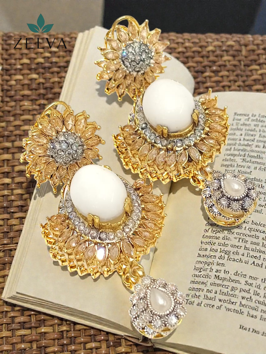 Golden Sunflower Elegance: Handmade Crystal Earrings