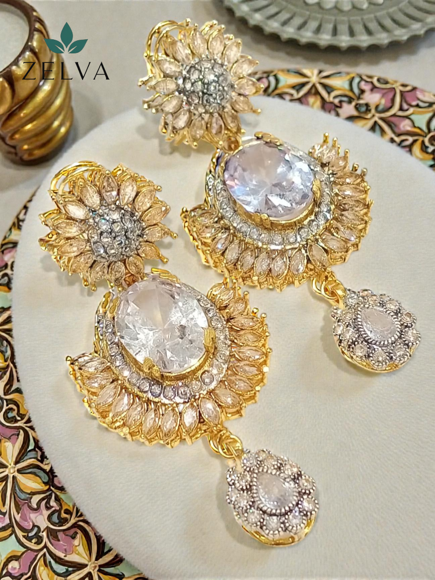 Golden Sunflower Elegance: Handmade Crystal Earrings