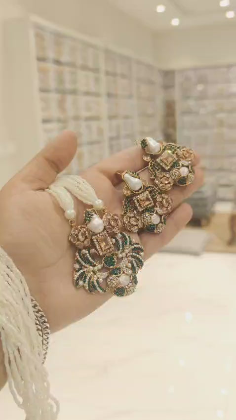 Colorful Pearl & Stone Jewellery Set – Necklace and Earrings for Special Occasions